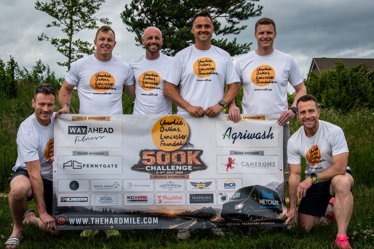 Team with banner
